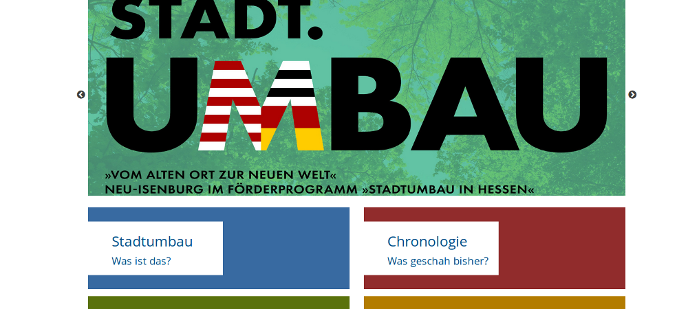 Screenshot der Online-Plattform zum Stadtumbau in Neu-Isenburg