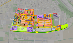 Ansicht der interaktiven Karte für die Umgestaltung der "Ray Barracks". Das ehemalige Kasernengelände soll zu einem lebendigen Stadtquartier umgestaltet werden.