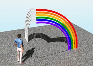Entwurf "Die Schattenseite des Regenbogens" von Matthias Braun. So soll das Mahnmal für die Opfer des §175 in Darmstadt umgesetzt werden.