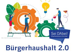 Grafik zum Bürgerhaushalt in Darmstadt. Vom 19.9. bis 13.11.2022 können wieder Vorschläge und Ideen beim Bürgerhaushalt 2.0 der Stadt Darmstadt eingereicht werden.