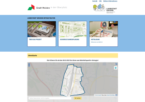 Screenshot der neuen Beteiligungsplattform der Stadt Weiden in der Oberpfalz. Die Plattform https://landstadt-weiden-mitgestalten.de/ wurde in Zusammenarbeit mit der wer denkt was GmbH konzipiert und entwickelt.