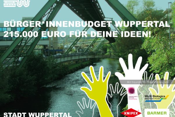 Symbolbild vom Bürger*innenbudget 2023 in Wuppertal. Die Stadt Wuppertal führt das Bürgerbudget erneut auf der Beteiligungsplattform talbeteiligung.de durch.