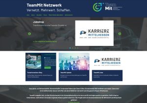 Screenshot der neuen Kommunikationsplattform vom TeamMIT Netzwerk. Die Plattform wurde von der wer denkt was GmbH entwickelt. Sie soll die Zusammenarbeit von Unternehmen, Institutionen und regionale Akteuren der Automobilbranche in Mittelhessen fördern.