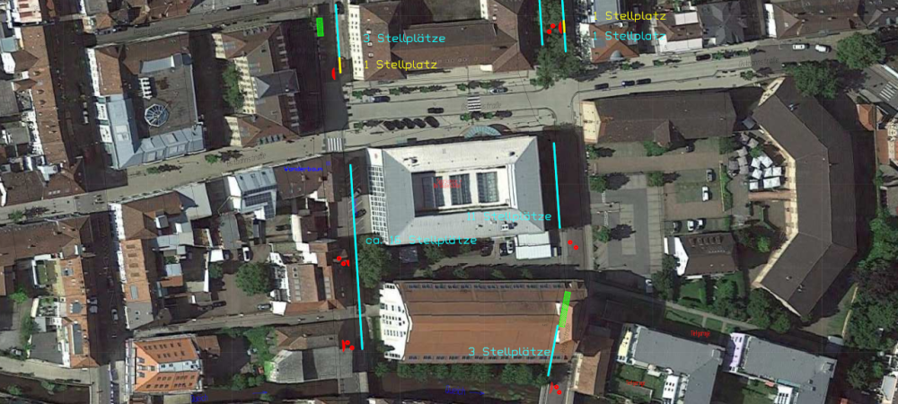 Alternativkonzept zur Verkehrsberuhigung im Quartier Weißquartier-, Reduitstraße in Landau. Beim Crowdmapping zur Verkehrsberuhigung können die Bürger:innen das Konzept bewerten, Fragen stellen und an die Stadt Landau rückmelden.