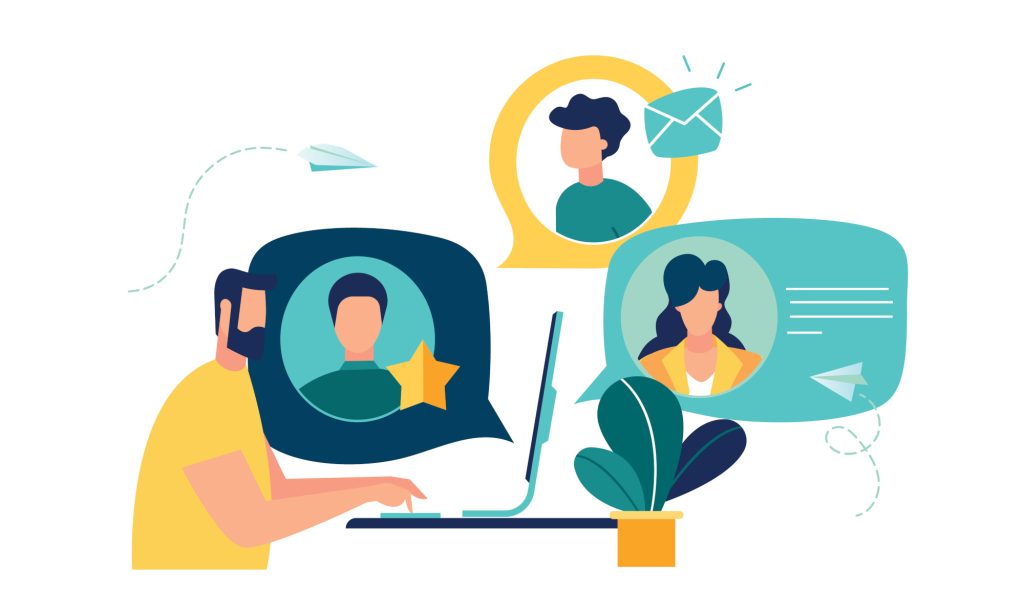 online conclusion of the transaction. the opening of a new startup. business handshake, via phone and laptop. vector illustration in a flat style investor holds money in ideas online. Illustration von digitalen Schulungen, Workshops, Support; Person am Laptop