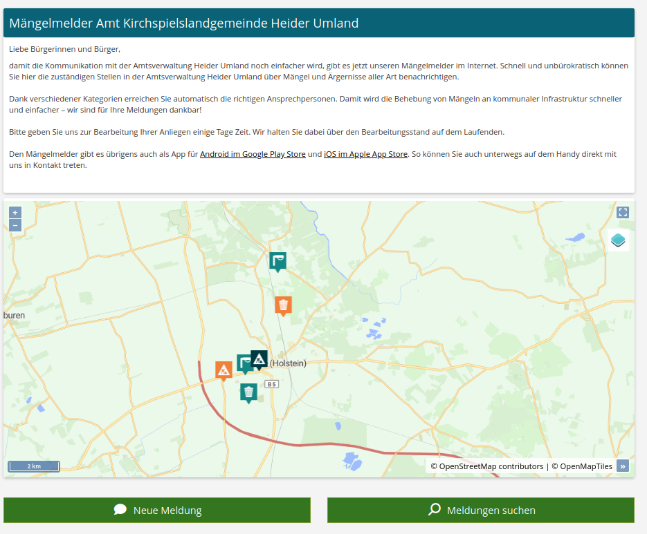 Mängelmelder Pro startet auch im Heider Umland