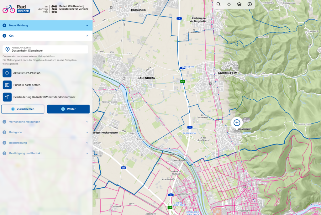 Vorreiter Dossenheim: Mängelmelder-System und RadMELDER