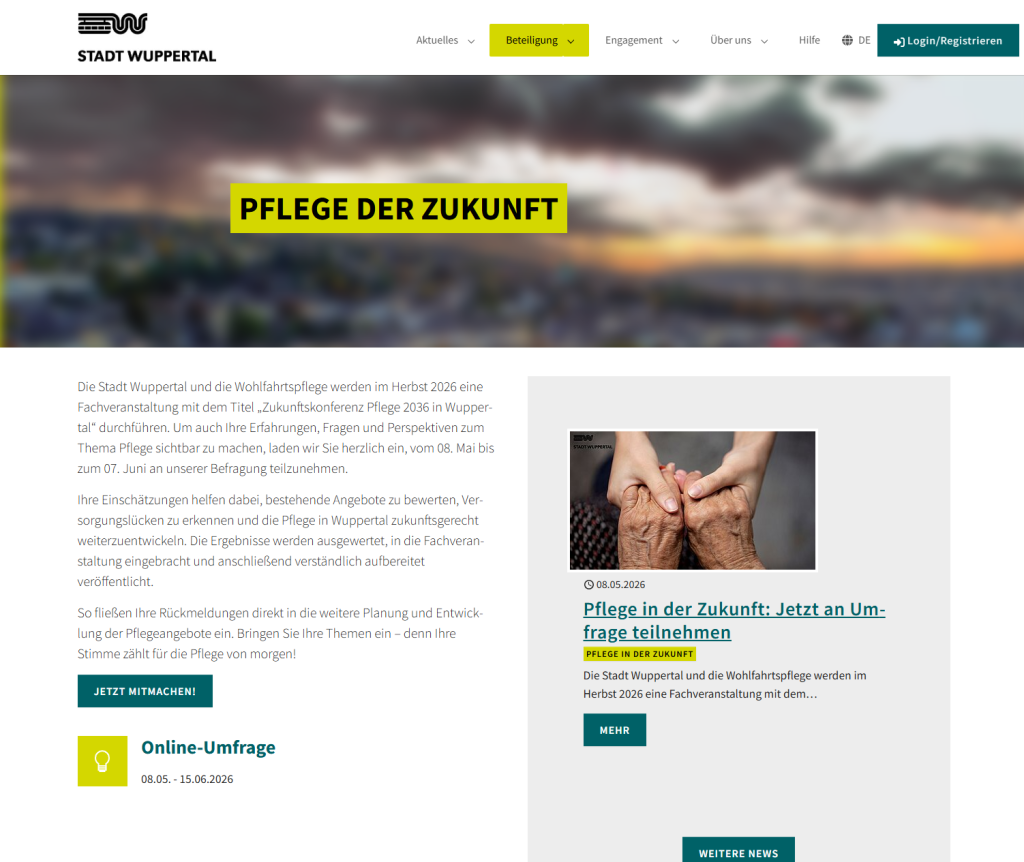 Website der Beteiligungsplattform talbeteiligung.de