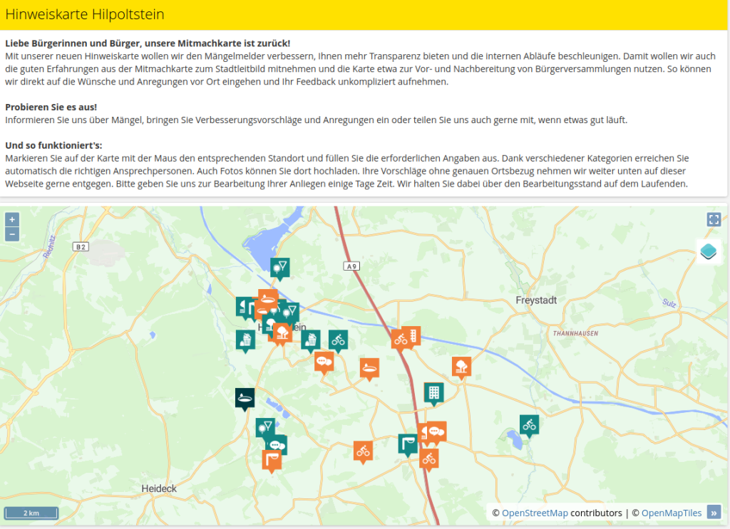 Der neue Mängelmelder für die Stadt Hilpoltstein am Start