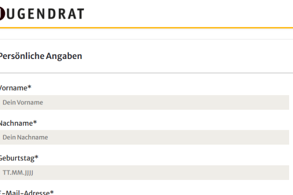 Screenshot des Bewerbungsformulars für den Stuttgarter Jugendrat